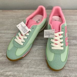 La Sheelah Two-tone Mint Green Pink Slip-on Trendy Sneakers Tennis Shoes 6